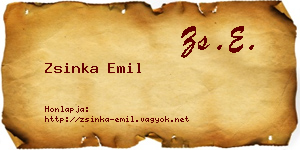 Zsinka Emil névjegykártya